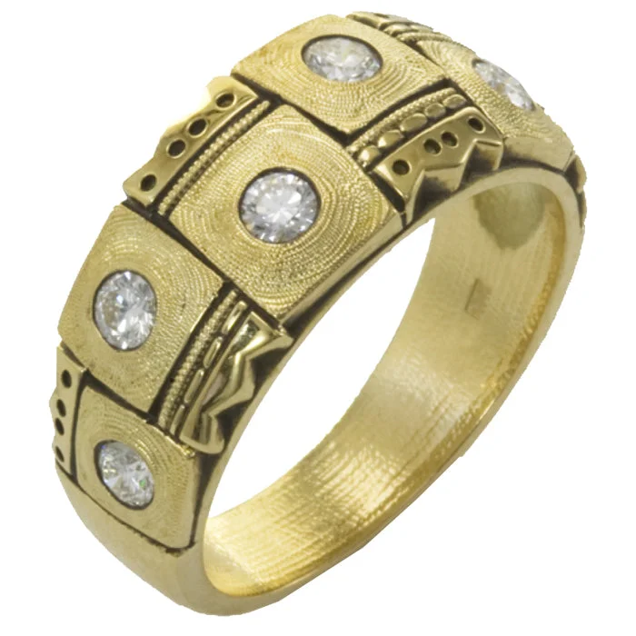 women's rings with gemstone halo -Alex Sepkus Crowned Heads Dome Ring - R-159D