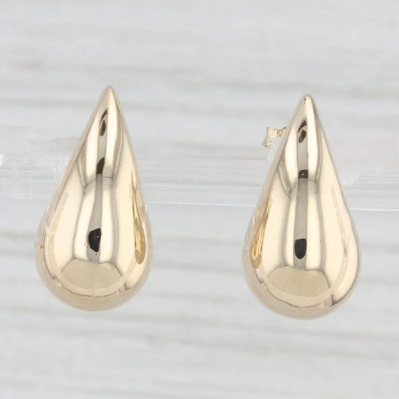 women's earrings with elegant drop -New Teardrop Paisley Stud Earrings 14k Yellow Gold Lightweight