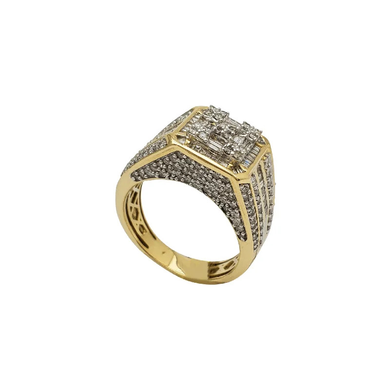 women's engagement rings with black diamonds -Diamond Two-Tone Square Men's Ring (14K)