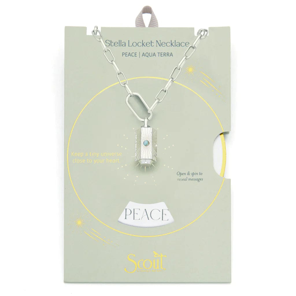 women's necklaces with opal -Peace Stella Locket Necklace with Aqua Terra