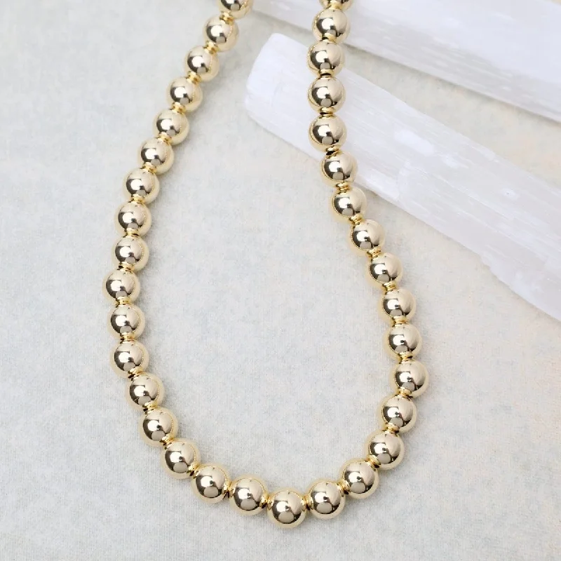 women's necklaces with gold chain -8mm Gold Filled Bead Necklace