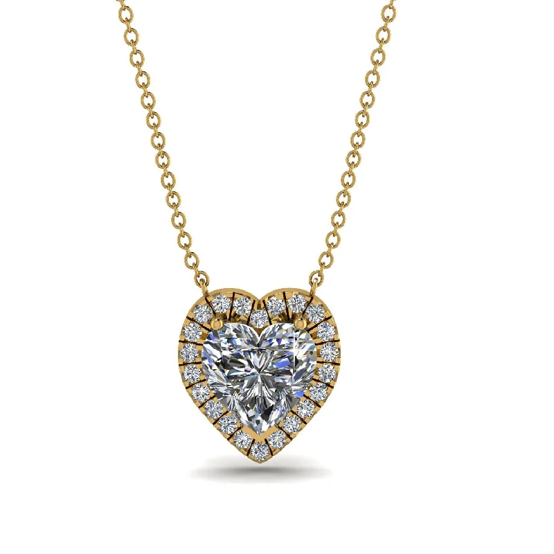 women's necklaces with birthstone -4.7Ct Diamond Halo Heart Necklace - Jaylene No. 1