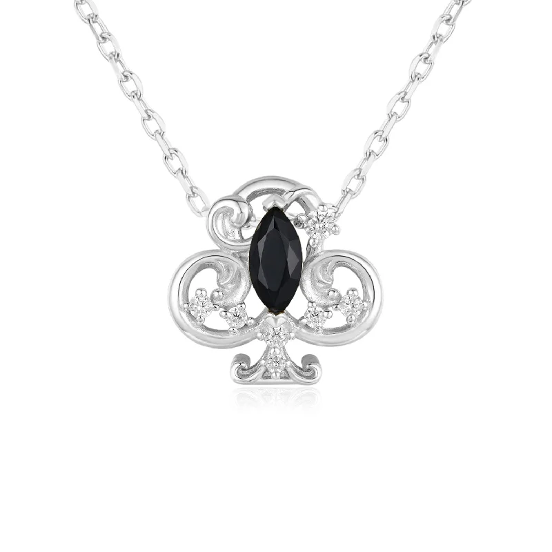 women's necklaces with floral pendant -Clover Club Black Onyx Necklace