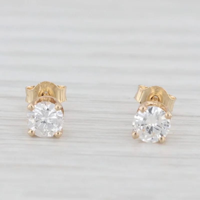 women's earrings with chic hoops -0.40ctw Round Solitaire Stud Earrings 14k Yellow Gold