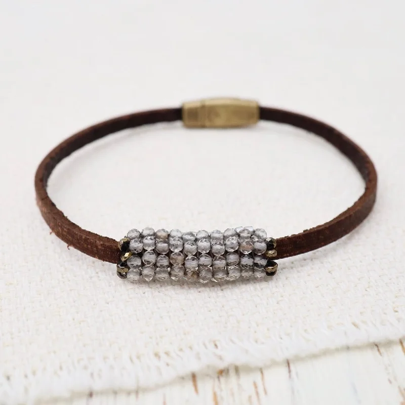 women's bracelets with thick band -Smokey Quartz with Hematite Trim Bracelet