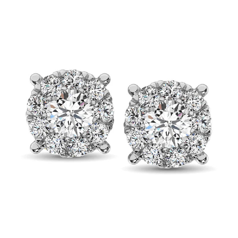 women's earrings with statement crystals -14K White Gold 5/8 Ct.Tw. Diamond Fashion Earrings