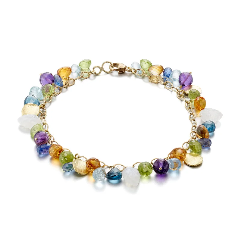 women's bracelets with sleek band -Multi-Color Gemstone Briolette Bracelet