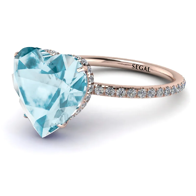 women's engagement rings with vintage metal -Heart Shape Aquamarine Ring - Noelle No. 402