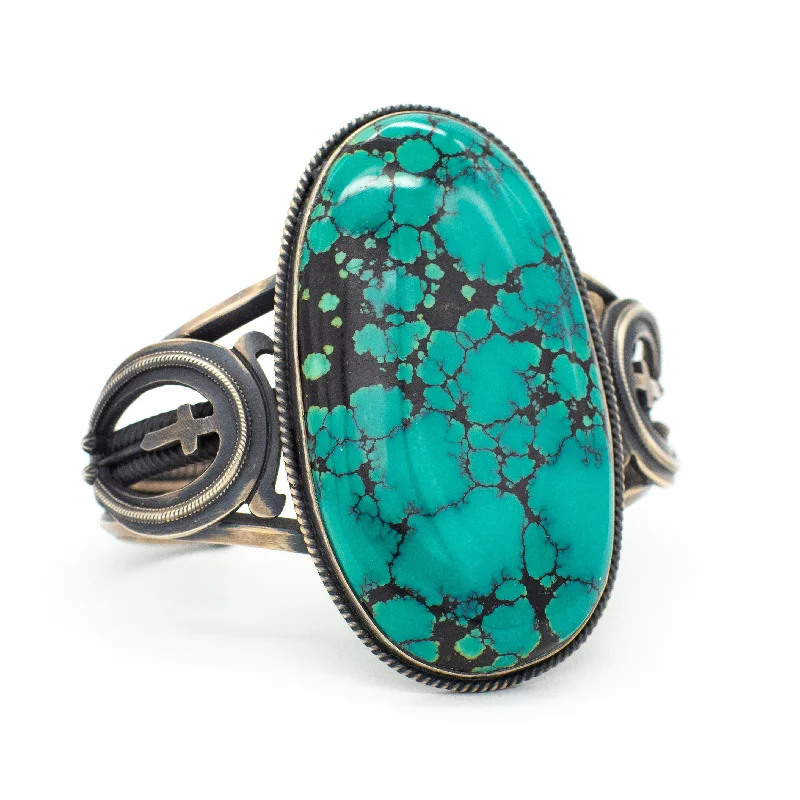 women's bracelets with sparkling diamonds -Gary Reeves Navajo Handmade Sterling Silver Godber Turquoise Cuff Bracelet