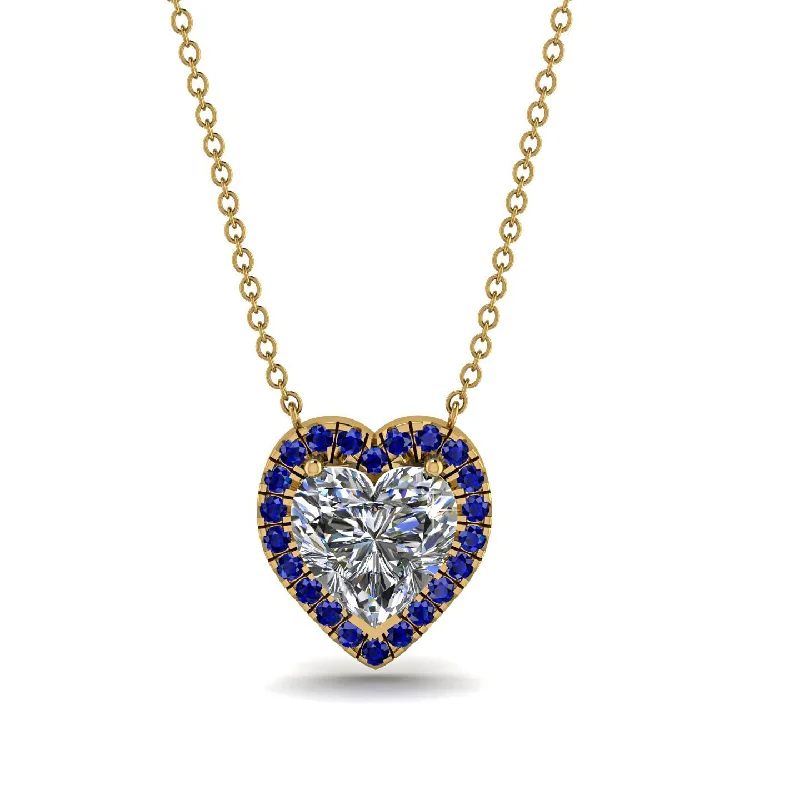 women's necklaces with gemstone pendant -4.7Ct Diamond Halo Heart Necklace - Jaylene No. 61