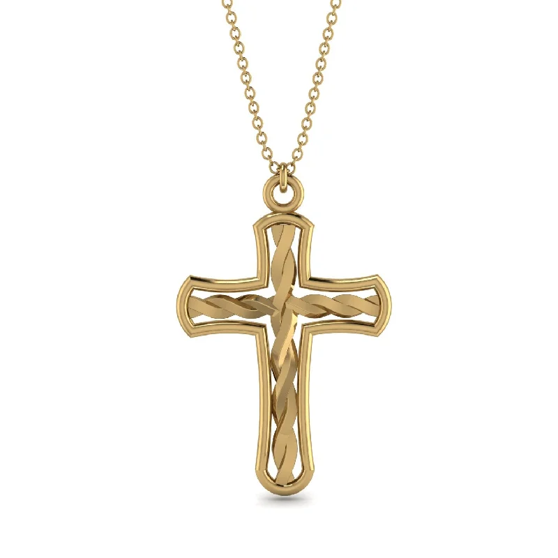 women's necklaces with floral pendant -Unique Swirl Cross Inside Cross Necklace - Luca No. 1