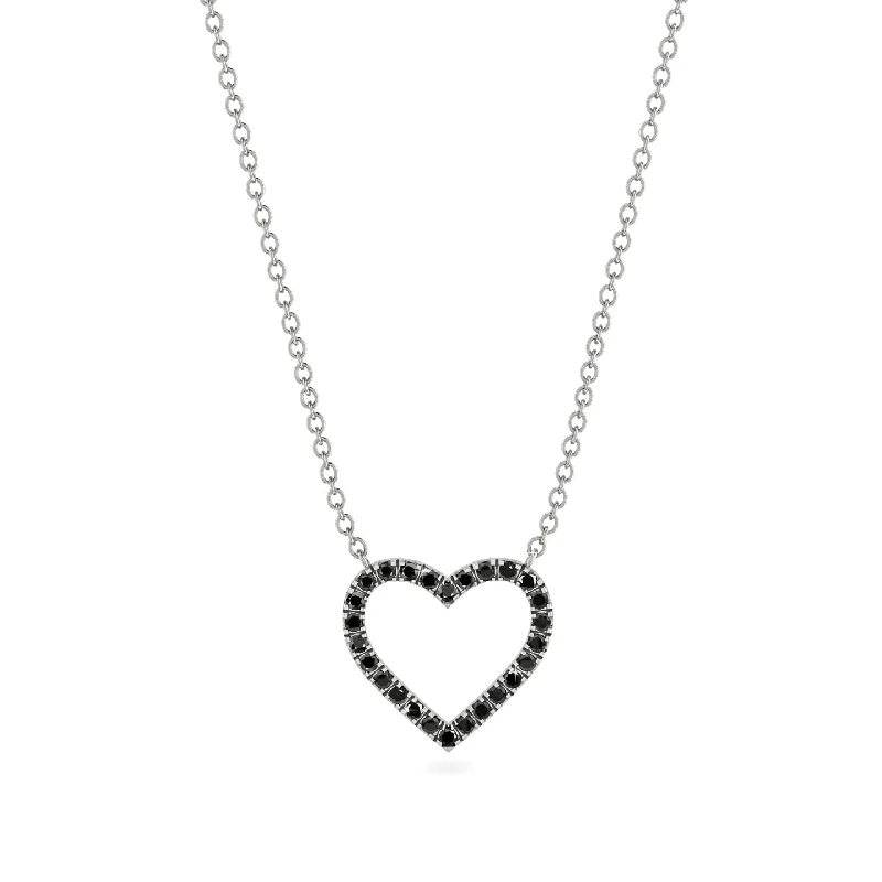 women's necklaces with sleek chain -Heart Shaped Black Diamond Necklace - Marie No. 9