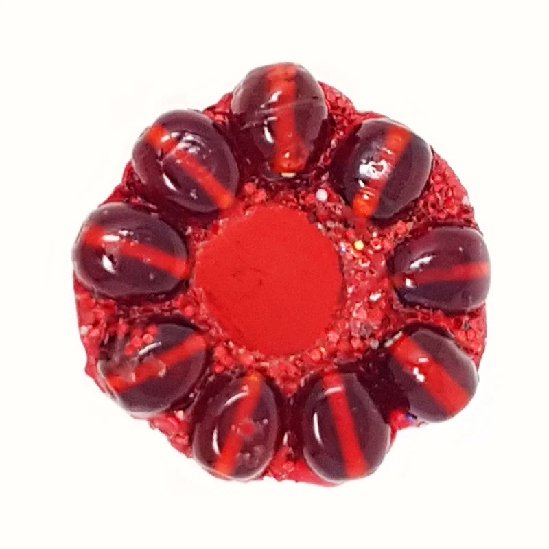 women's rings with sophisticated design -RED ROUND FLOWER RING