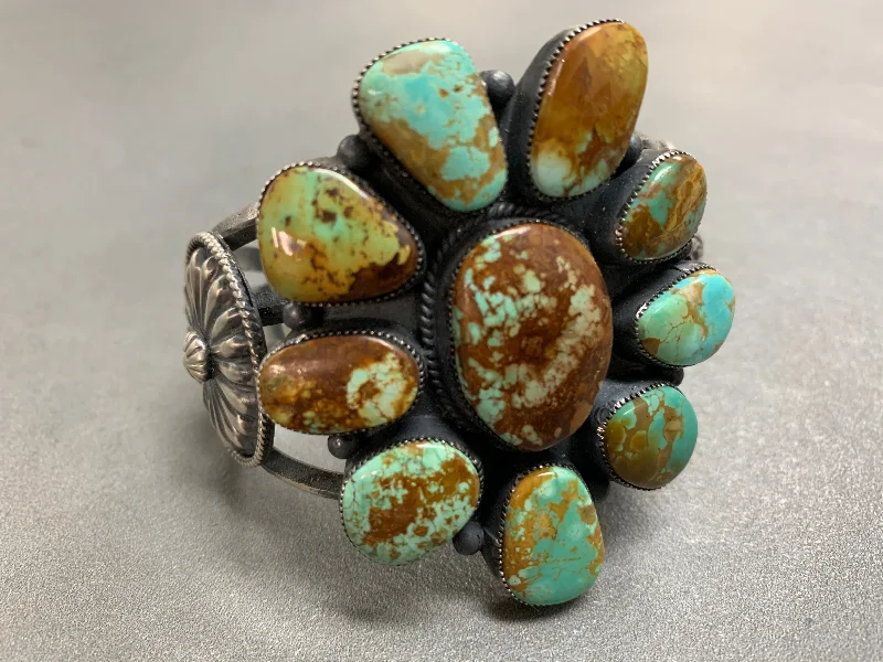 women's bracelets with dangling charms -Hemerson Brown Navajo Sterling Silver Turquoise Cuff Bracelet