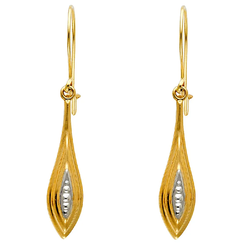 women's earrings with chic hoops -14K 2T Hollow Teardrop Hanging Earrings