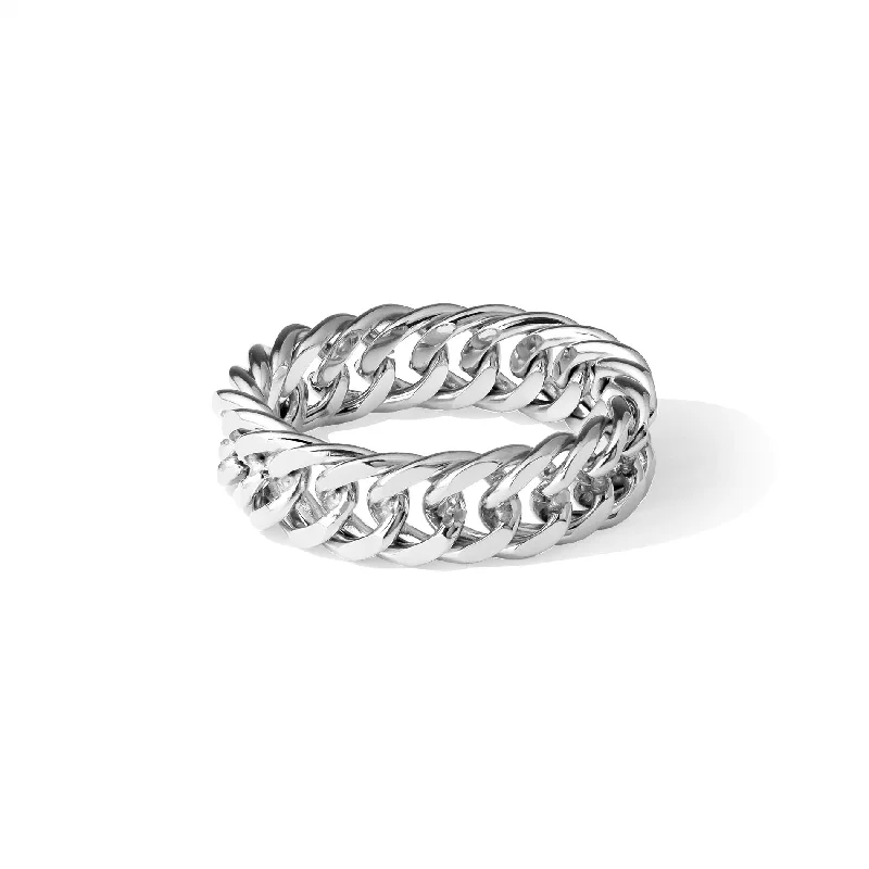 women's rings with platinum accent -Chain ring silver