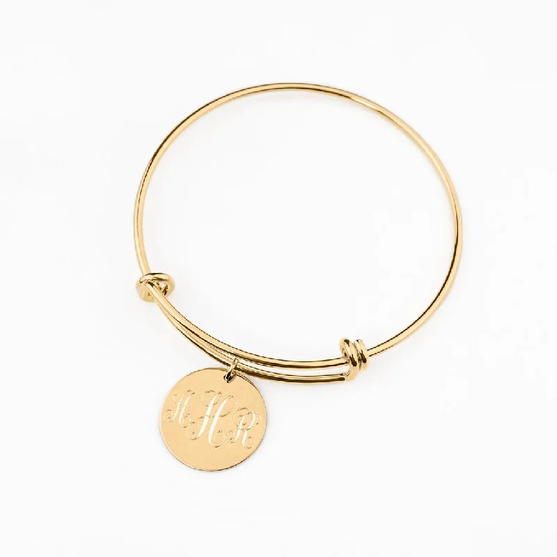 women's bracelets with vintage style -Personalized Monogram Bangle bracelet - Disk bangle