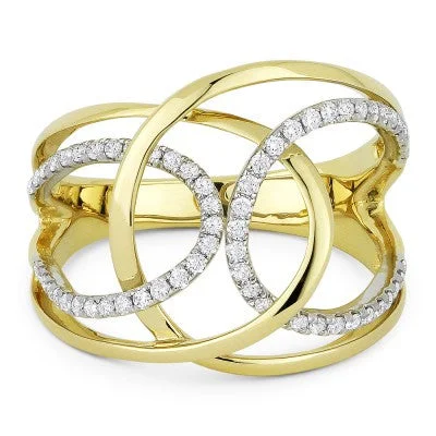 women's engagement rings with colored diamonds -14K Yellow & White Gold Diamond Crossover Design Ring R1014Y