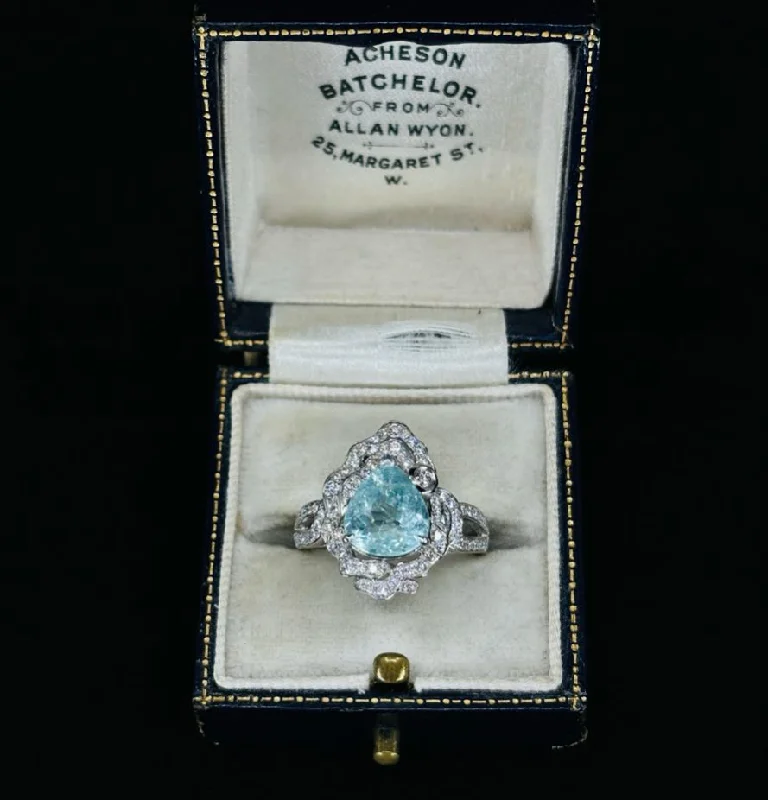 women's rings with floral design -Paraiba Type Tourmaline Cluster Ring