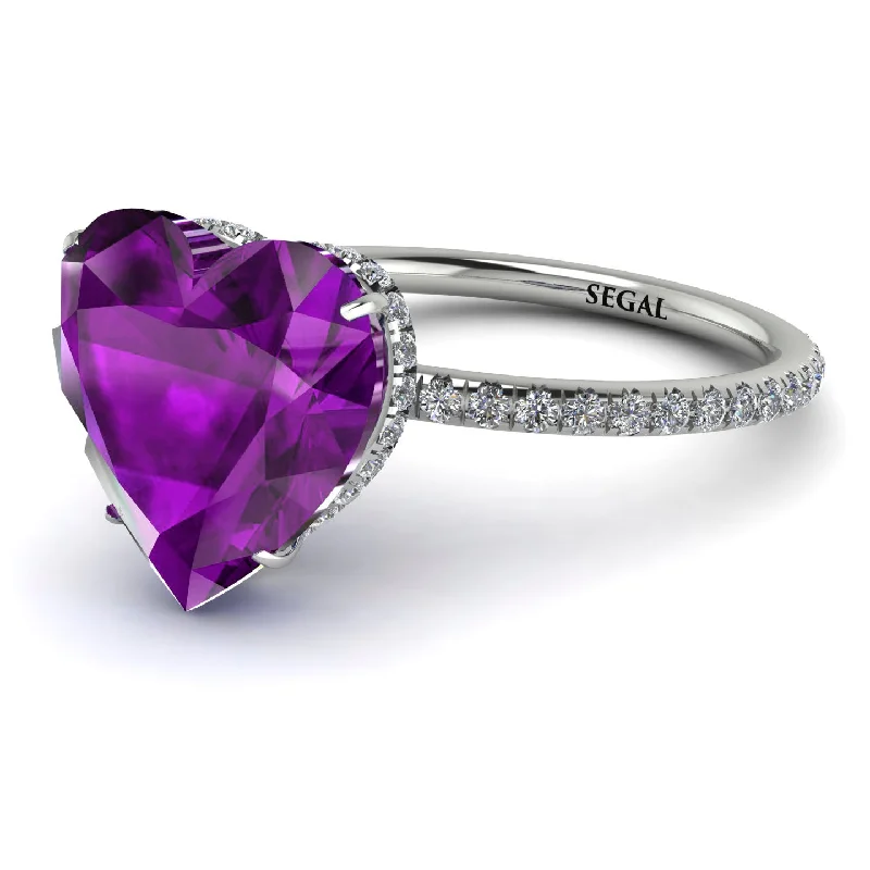 women's engagement rings with custom design -Heart Shape Amethyst Ring - Noelle No. 303