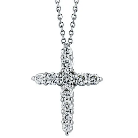 women's necklaces with chic design -Roberto Coin TINY TREASURES DIAMOND CROSS NECKLACE Pendant