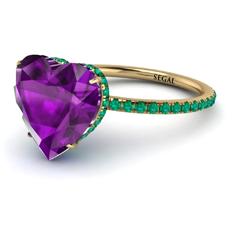 women's engagement rings with colored diamonds -Heart Shape Amethyst Ring - Noelle No. 304