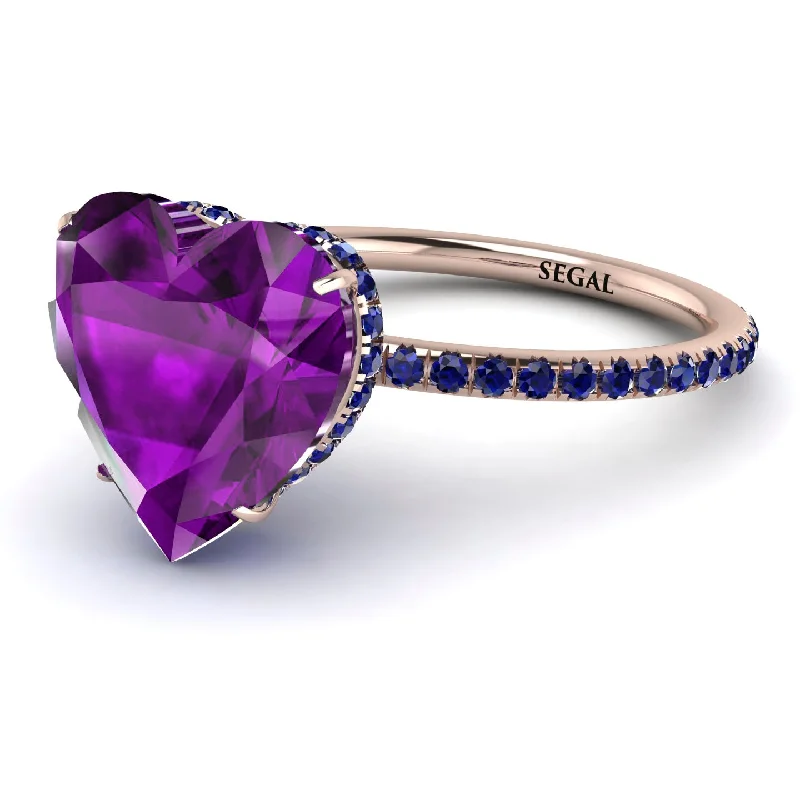 women's engagement rings with radiant cut -Heart Shape Amethyst Ring - Noelle No. 314