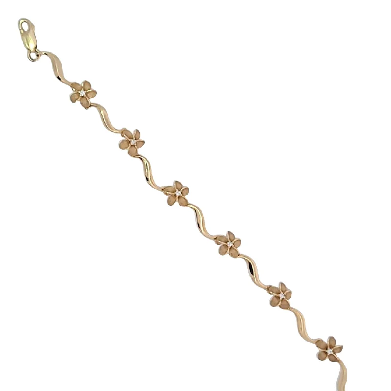 women's bracelets with engraved details -Plumeria Lei Bracelet in Yellow Gold