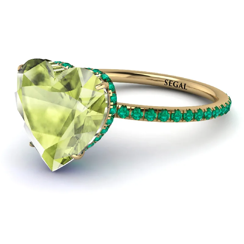 women's engagement rings with halo setting -Heart Shape Peridot Ring - Noelle No. 704