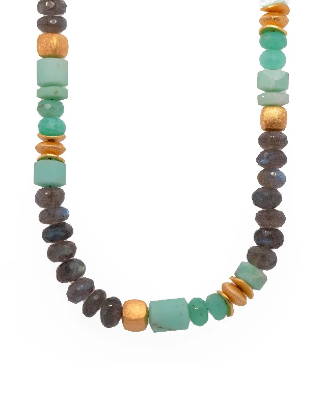 women's bracelets with stylish clasp -Chrysoprase and Labradorite 8mm Necklace and Bracelet 24K Fair Trade Gold Vermeil