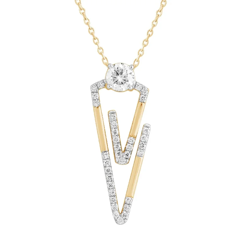 women's necklaces with pendant design -Yellow Gold Diamond Double Open Arrow Necklace