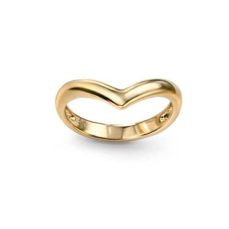 women's rings with eternity band -Elegant Wishbone Ring in Yellow Gold