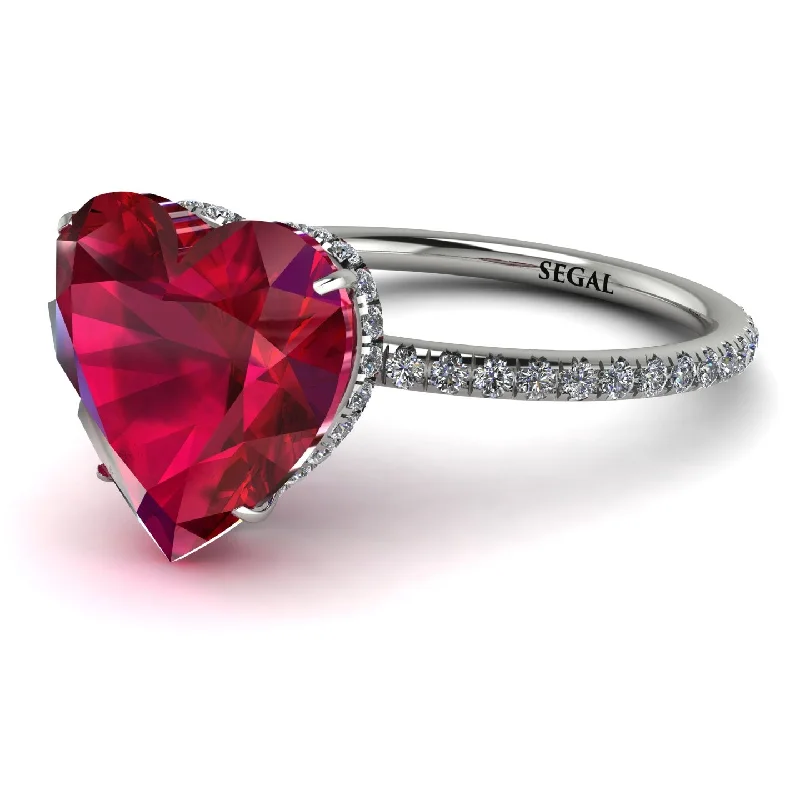 women's engagement rings with band engraving -Heart Shape Ruby Ring - Noelle No. 12