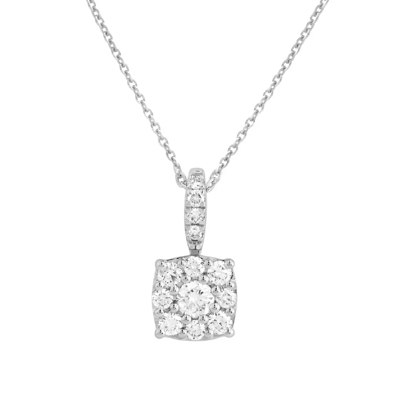 women's necklaces with layered gold chains -White Gold Diamond Necklace