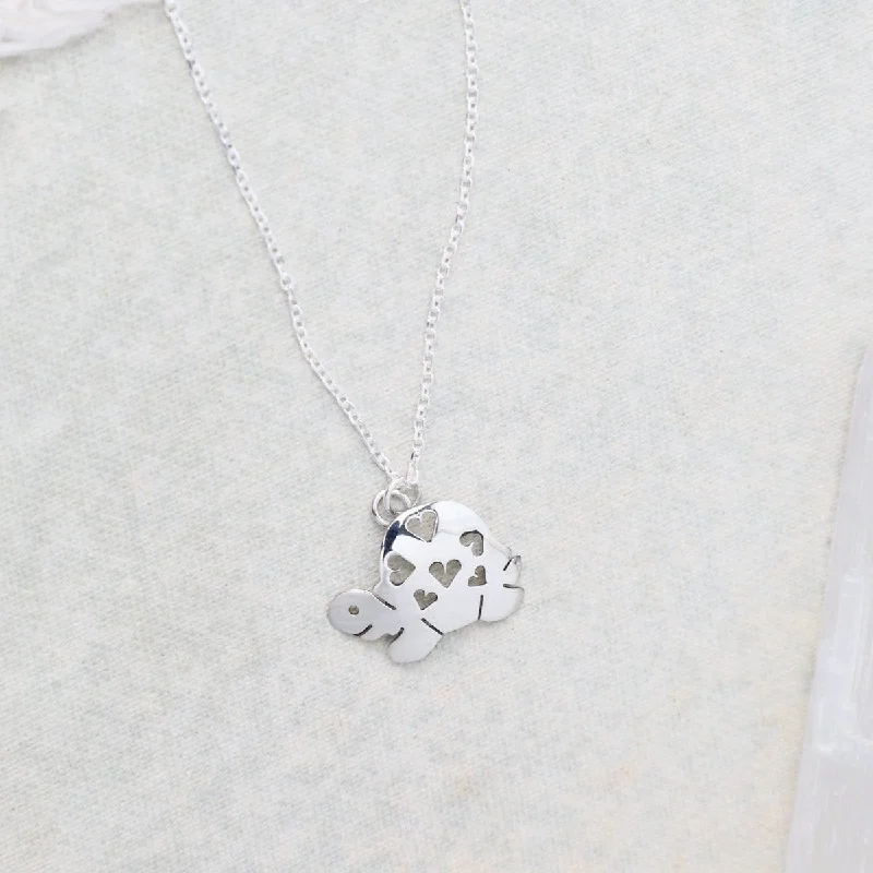 women's necklaces with silver chain -Sterling Silver Turtle Necklace