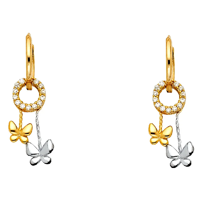 women's earrings with floral design -14K Butterfly Earrings CZ