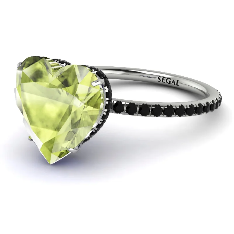 women's engagement rings with white gold -Heart Shape Peridot Ring - Noelle No. 709