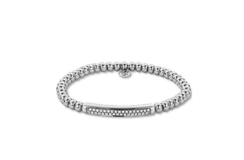 women's bracelets with layered design -Tresor Diamond Bar Stretch Bracelet