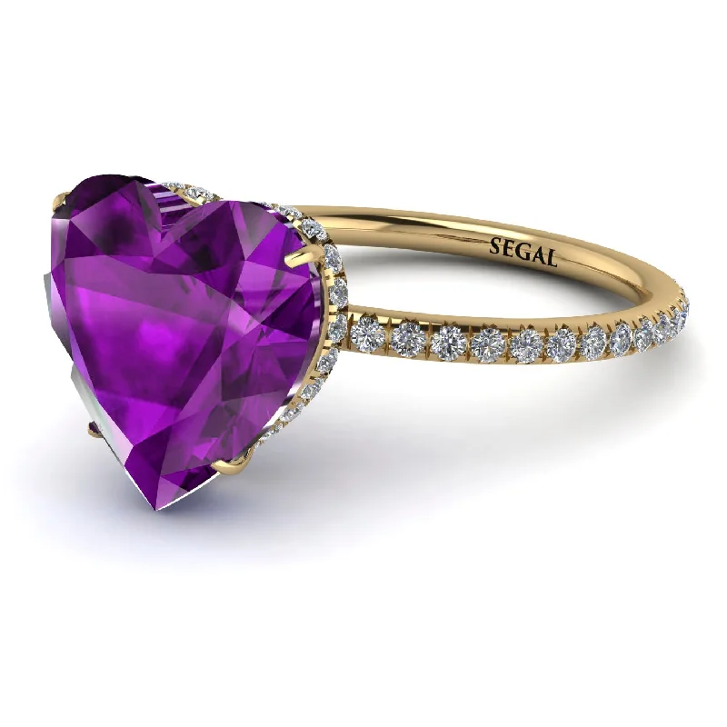 women's engagement rings with multi-stone design -Heart Shape Amethyst Ring - Noelle No. 301