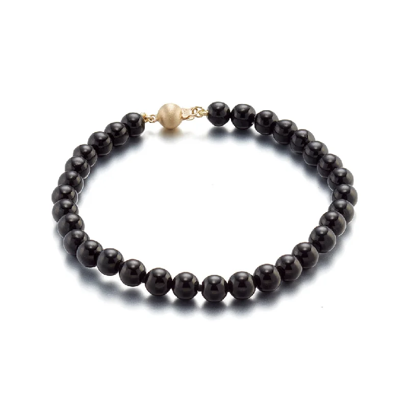 women's bracelets with diamond accents -6mm Black Jade Bead Bracelet