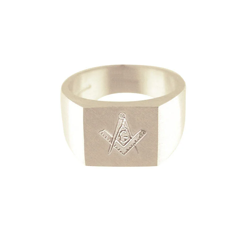 women's rings with sparkly band -Masonic Ring in Silver