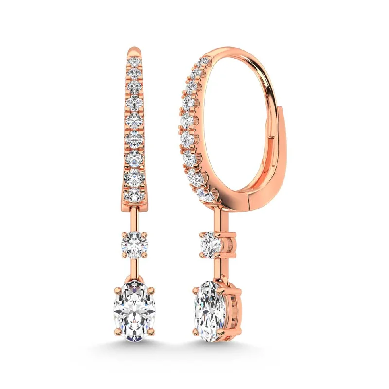 women's earrings with gold accents -14K Rose Gold Lab Grown Diamond 1 1/3 Ct.Tw. Hoop Earrings