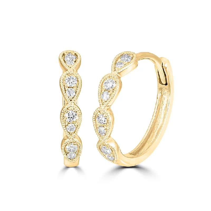 women's earrings with chic hoops -14K Yellow Gold 1/10 Ct.Tw. Diamond  Stackable Hoop Earrings