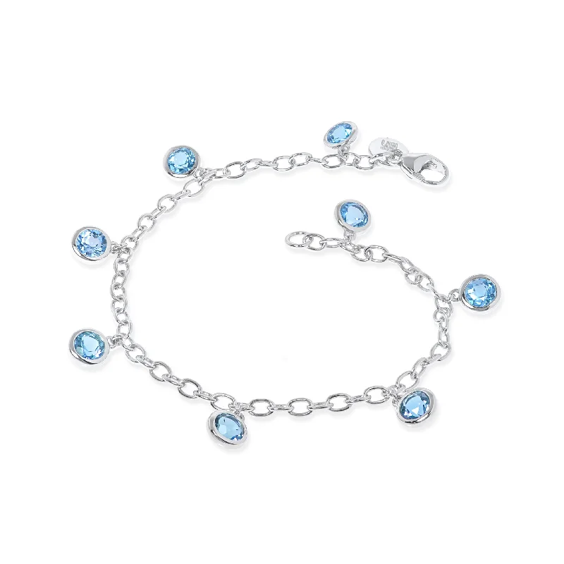 women's bracelets with beaded accents -Swiss Blue Topaz Dewdrops Bracelet