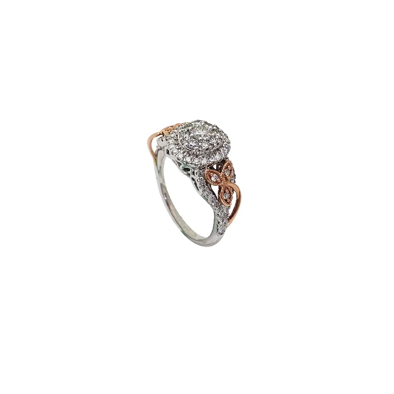 women's engagement rings with square setting -Diamond Floral Side Ring (14K)