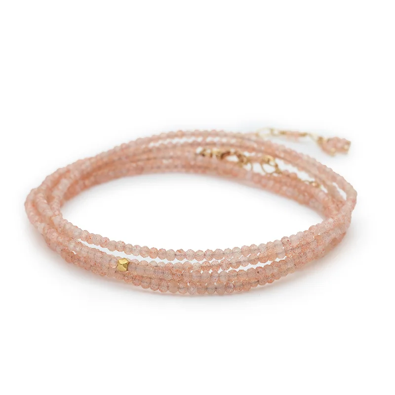 women's necklaces with layered look -Anne Sportun Pink Blush Moonstone Beaded Wrap Bracelet & Necklace 34" B098G-BLUSHMOON