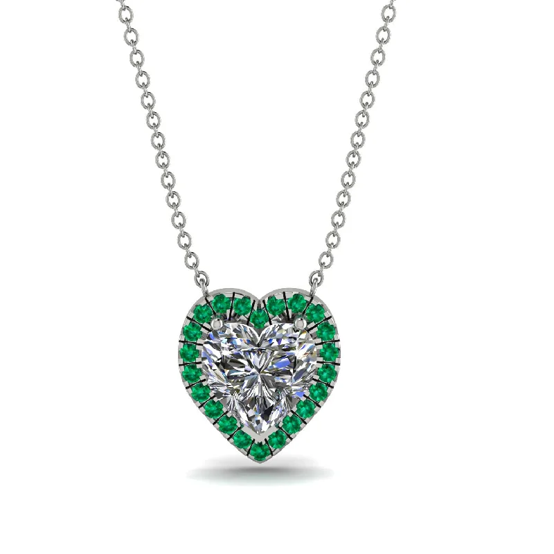 women's necklaces with chain design -4.7Ct Diamond Halo Heart Necklace - Jaylene No. 18