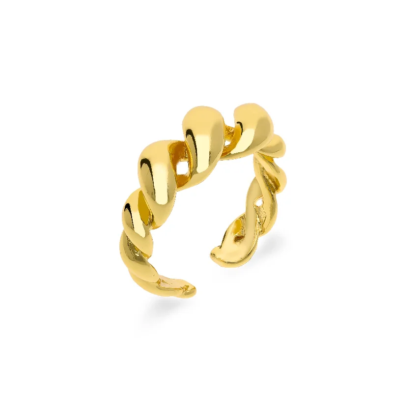 women's rings with unique band -Pretzel bold ring gold