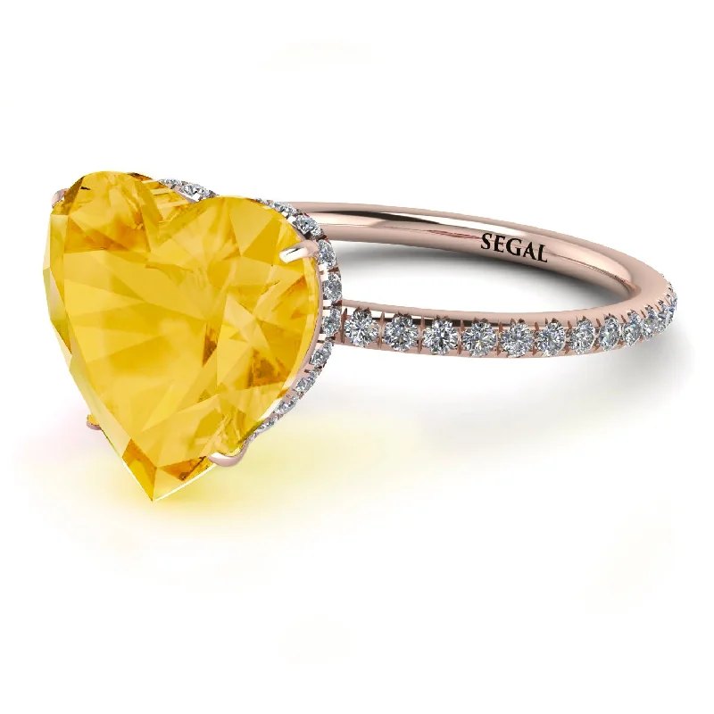 women's engagement rings with split band -Heart Shape Citrine Ring - Noelle No. 602