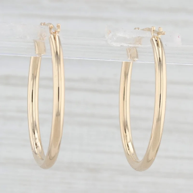 women's earrings with ear cuffs -Oval Hoop Earrings 10k Yellow Gold Snap Top Hoops